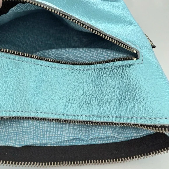 NWOT Zina Kao THE METALLIC LAKESHORE  Crossbody Bag - AQUA - Picture 5 of 7
